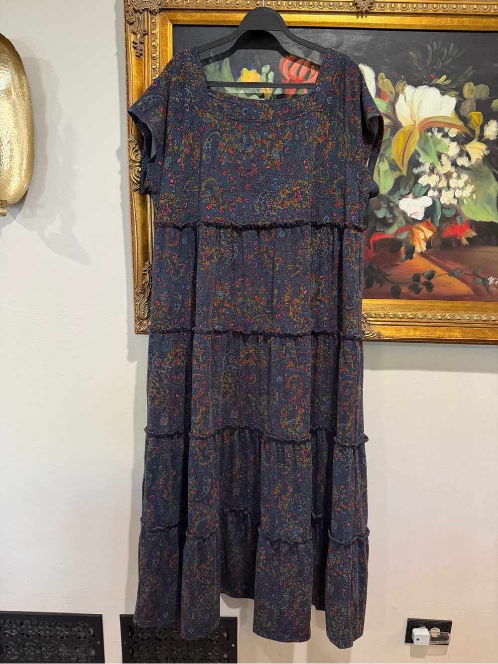 NATURAL LIFE Navy Paisley Tiered Maxi Dress